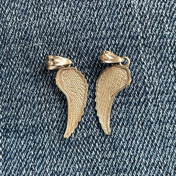 14k solid gold wing pair pendants - Picture 3 of 7